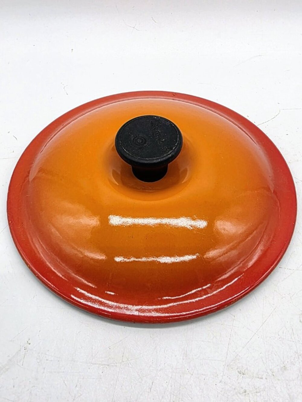 Le Creuset #16 lid for Pan Pot Flame Orange Cast Iron Enamel Vintage France